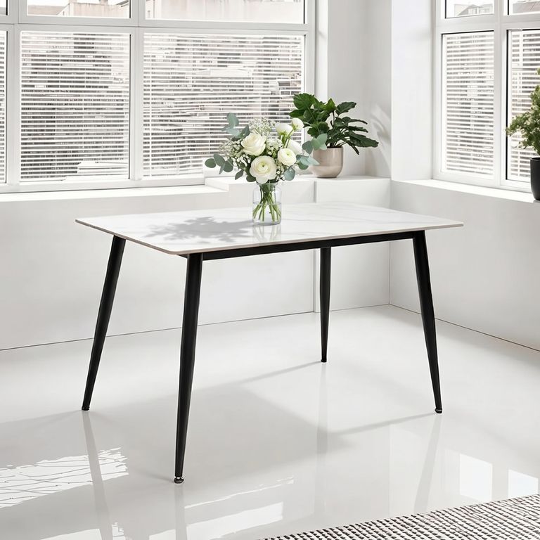 Riga Dining Table - 4 Seater - 130cm - Snow White Sintered Stone