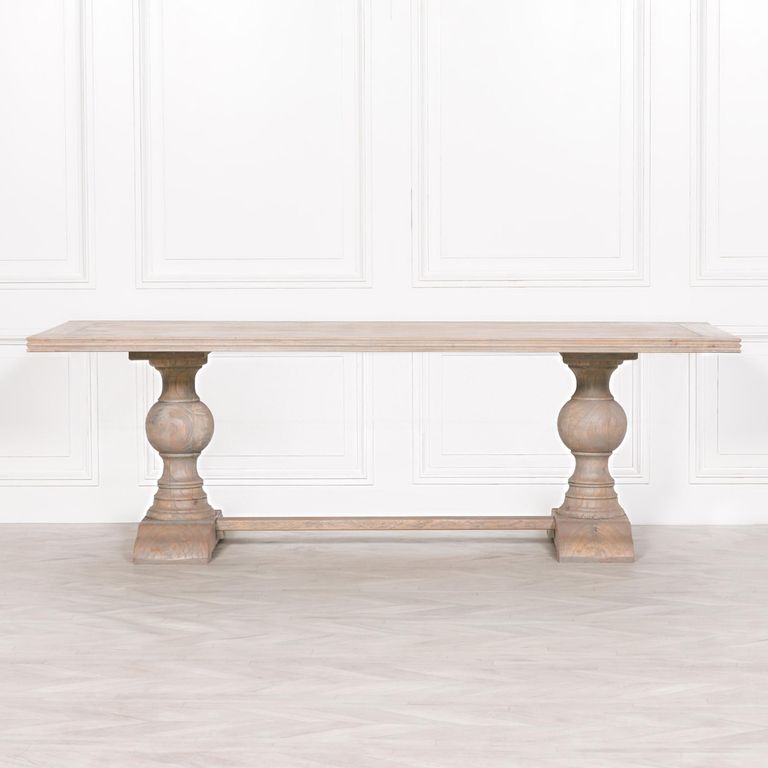 Rustic Mango Wood Double Pedestal Dining Table - 10 Seater - 240cm
