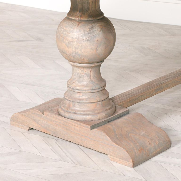 Rustic Mango Wood Double Pedestal Dining Table - 10 Seater - 240cm