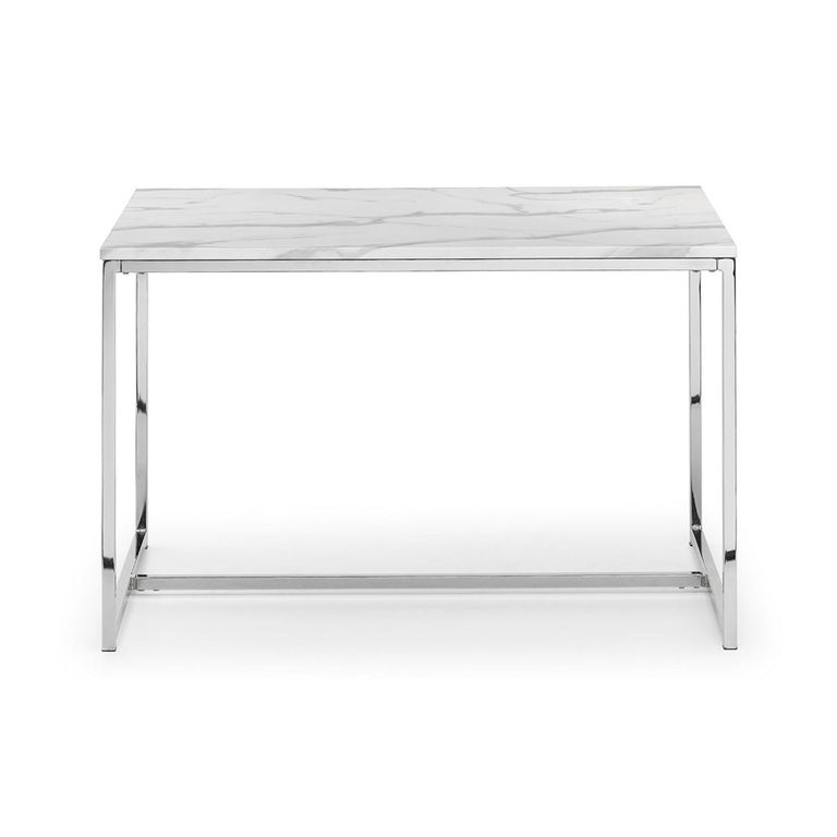 Scala Dining Table - 4 Seater - White Marble Effect and Chrome