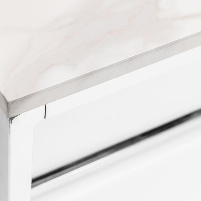 Scala Dining Table - 4 Seater - White Marble Effect and Chrome