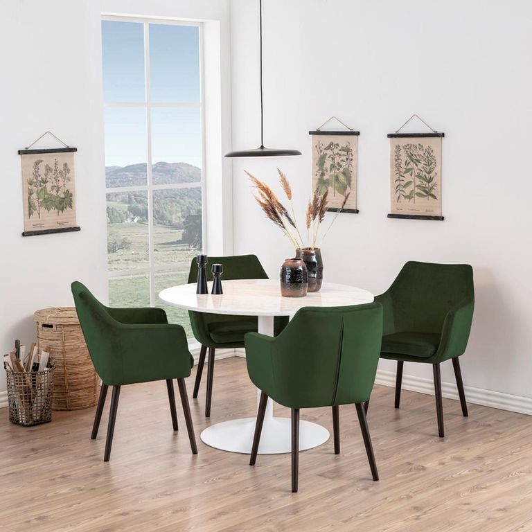 Tarifa Round Dining Table - 4 Seater - 110cm - White Marble