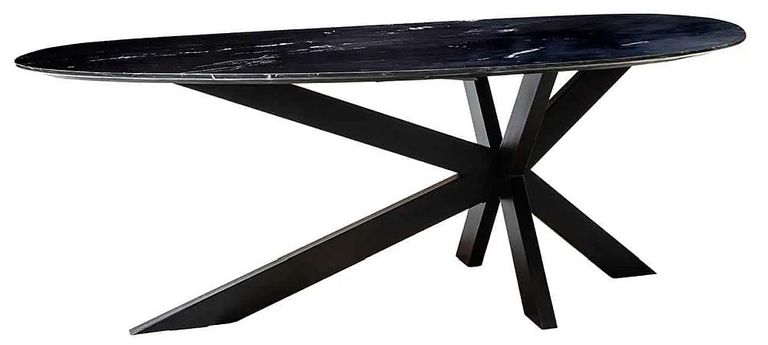 Trocadero Black Marble 8 Seater Dining Table with Spider Legs
