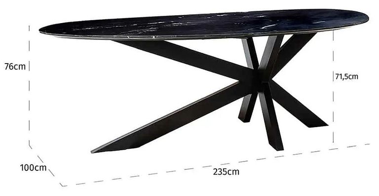 Trocadero Black Marble 8 Seater Dining Table with Spider Legs