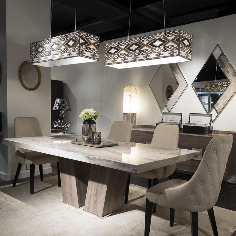 Vertigo Dining Table - Marble with Wooden Pedestal Base - Variation Available