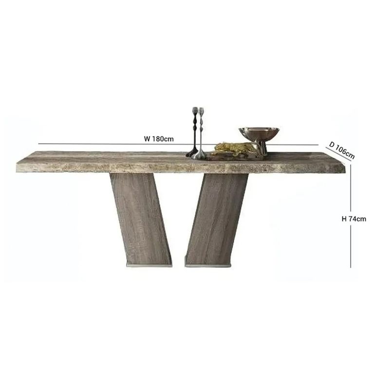 Vertigo Dining Table - Marble with Wooden Pedestal Base - Variation Available
