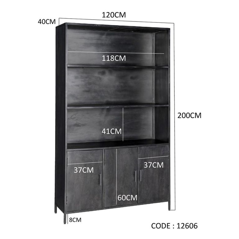 Kala Display Cabinet - 2 Door - Black - Mango Wood