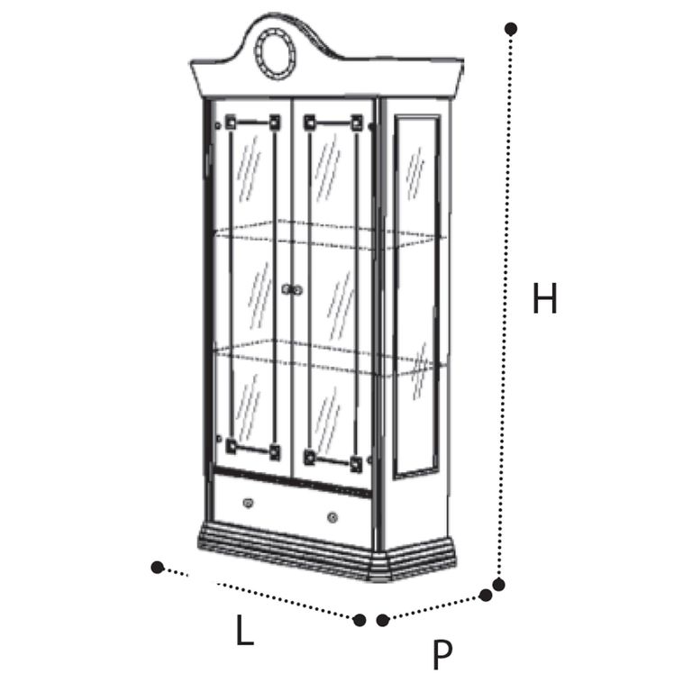 Aida Italian Display Cabinet - 2 Glass Door 1 Drawer - Ivory