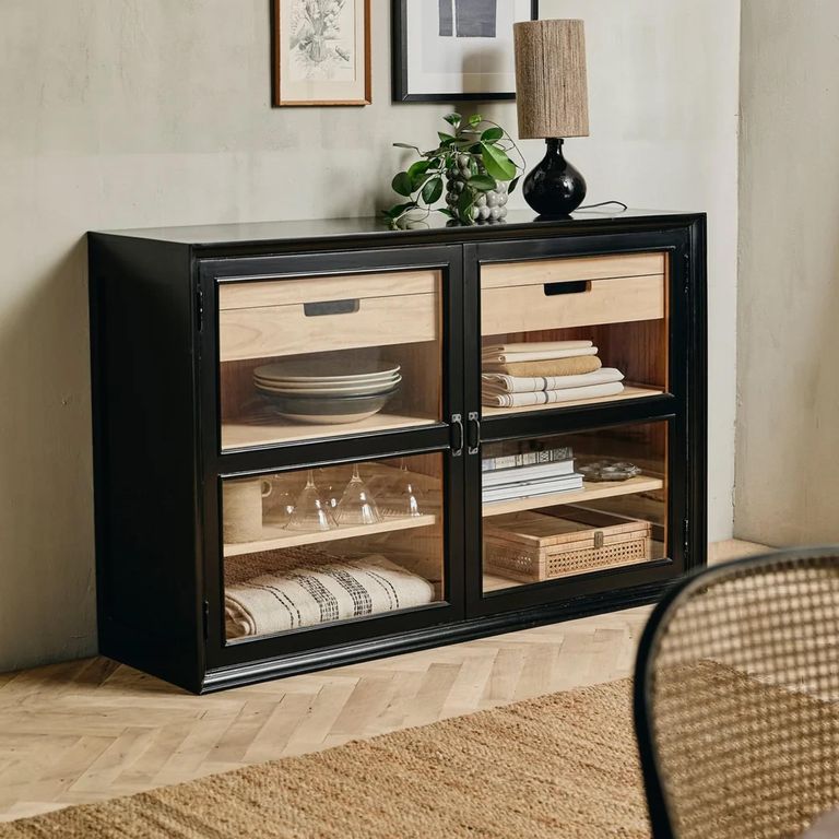 Viva Low Cabinet - 2 Door - 4 Drawer - Black