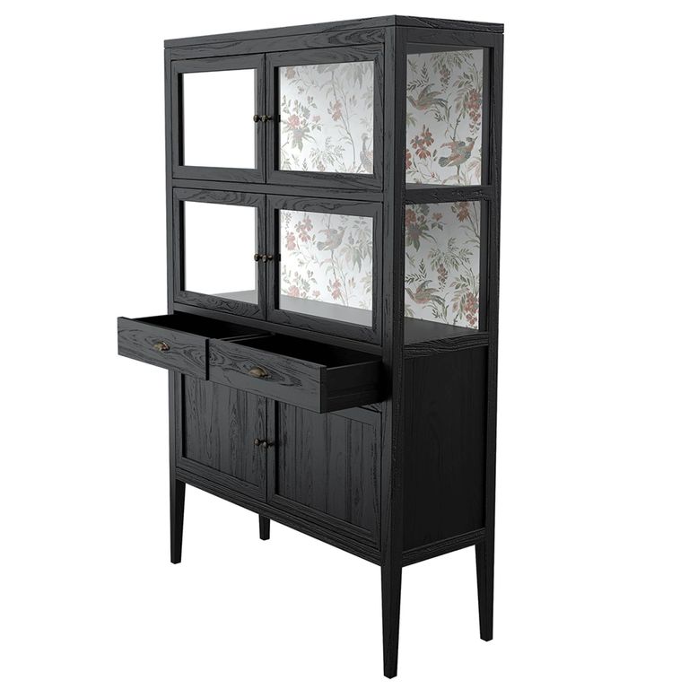 Elsie Display Cabinet - 6 Door 2 Drawers - Black