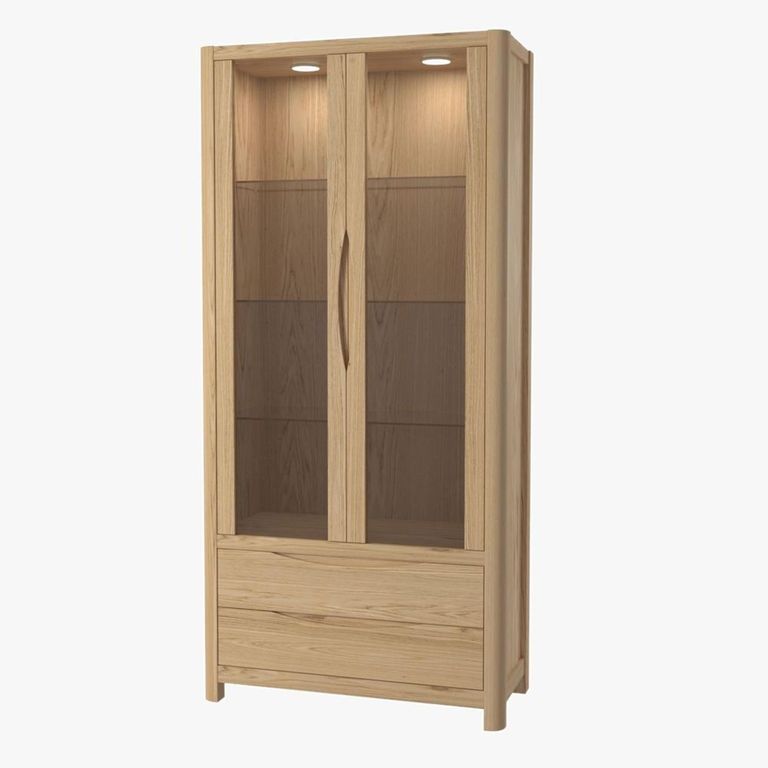 Saylor Display Cabinet - 2 Door 2 Drawer - Tall - Oak