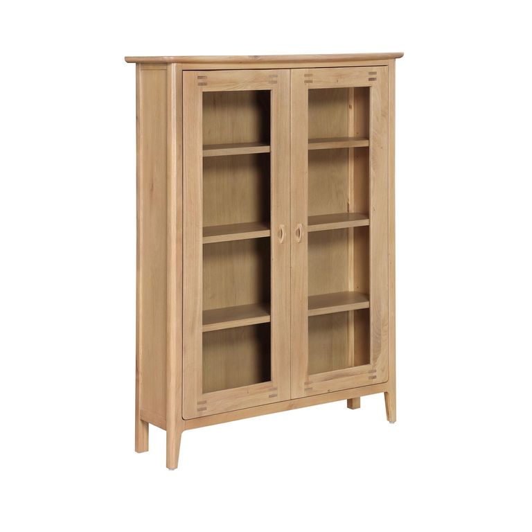 Cotswold Oak Glazed Display Cabinet - 2 Door - Low - Natural