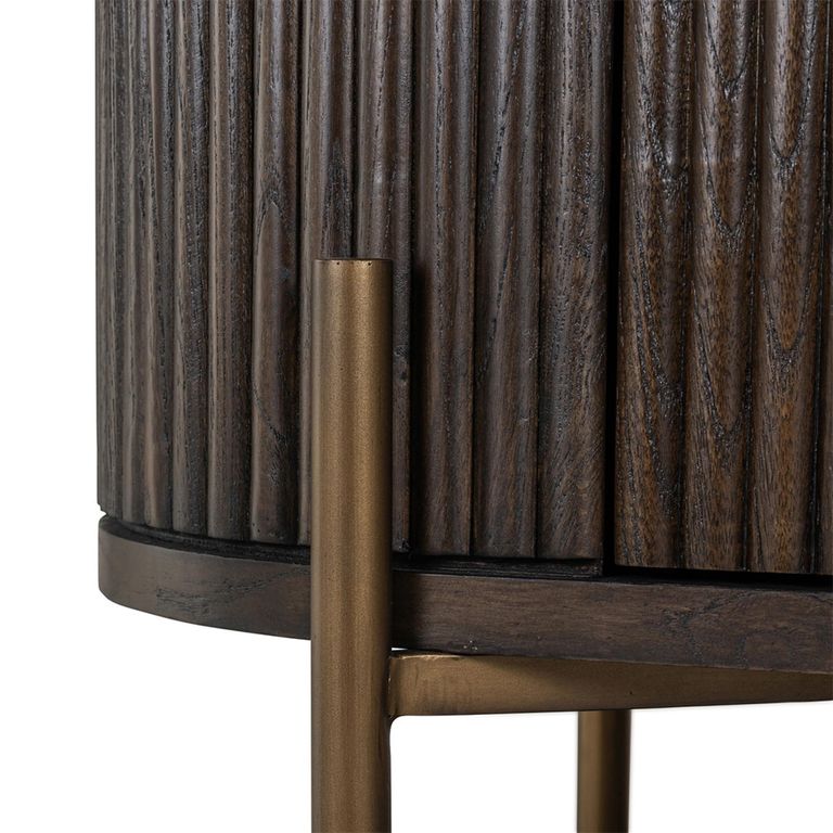 Luxor Brushed Brass Ribbed 1 Door Large Curved Cabinet