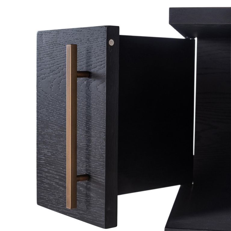 Cambon Dark Oak and Brass Storage Shelving Unit