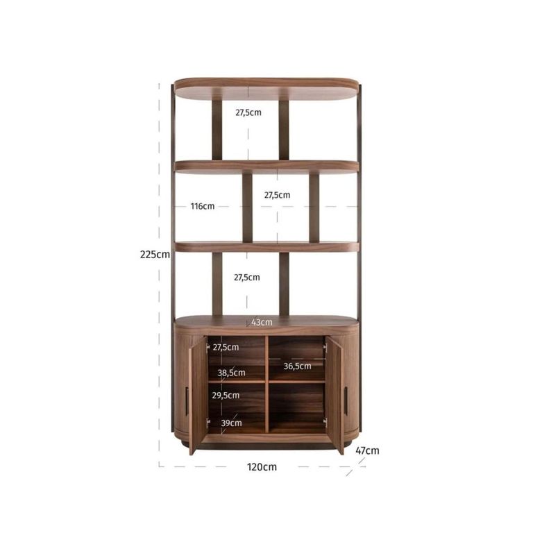 Windsor Curved Display Cabinet - 2 Door - Walnut - Wood