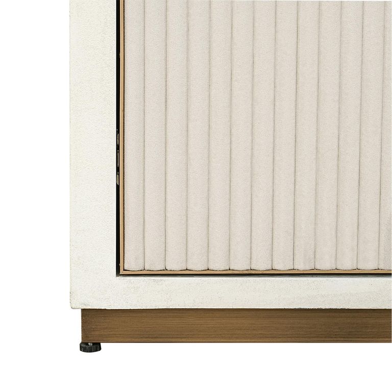 Tivoli Fluted Hall Cabinet - 2 Door - Arched - with Gold Trim - White - Ceramic