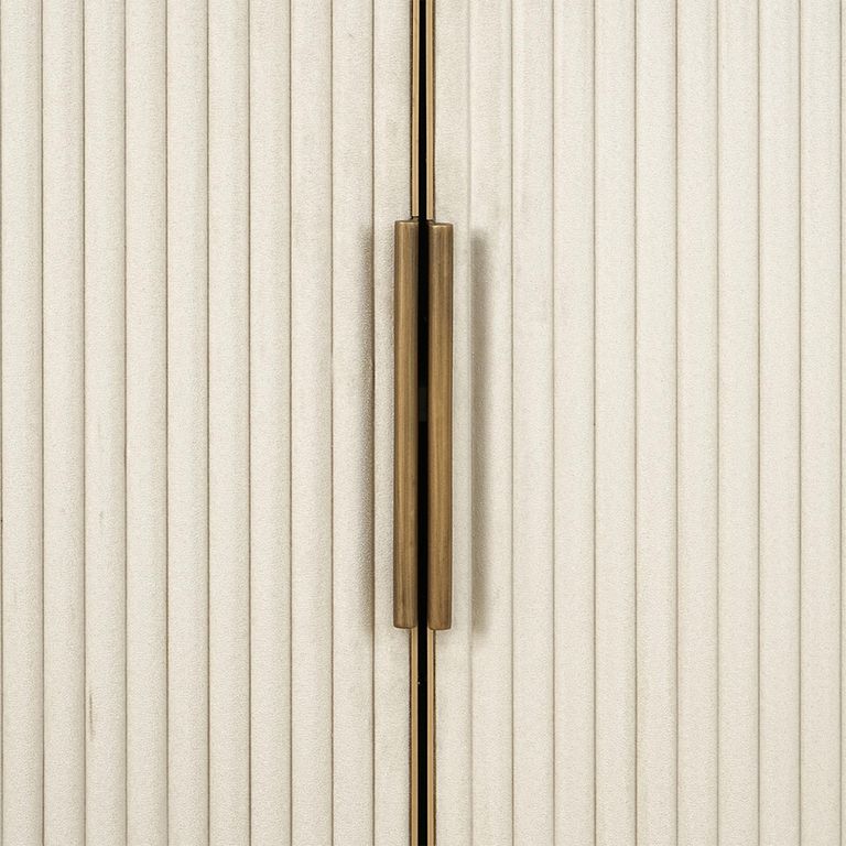 Tivoli Fluted Shelving Unit - 2 Door - with Gold Trim - White - Ceramic