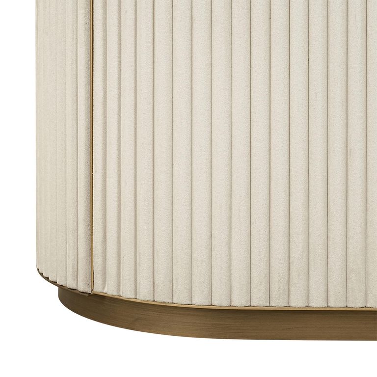Tivoli Fluted Shelving Unit - 2 Door - with Gold Trim - White - Ceramic