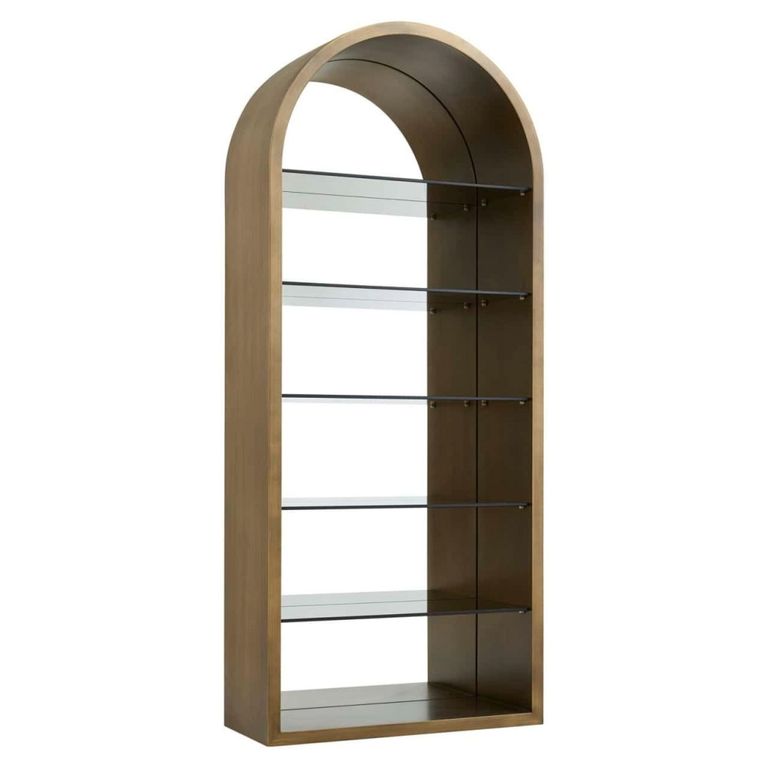 Bowic Display Cabinet - Arch - Brushed Gold - Glass and Metal