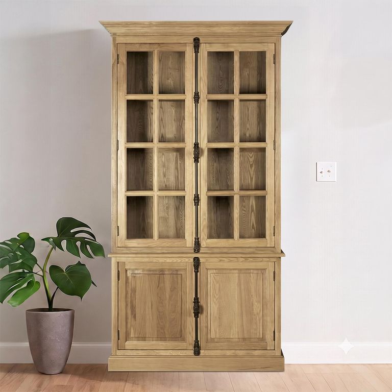 Lyon Display Cabinet - 2 Door - Tall - Grey Washed - Oak