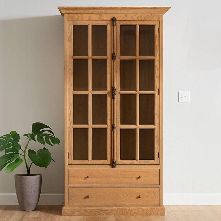Lyon Display Cabinet - 2 Door - Tall - Natural - Oak
