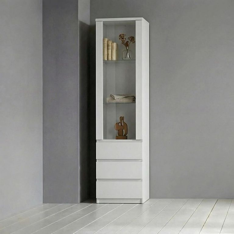 Clearance - Fribo Display Cabinet - 1 Door - Narrow - Glazed - White - FSS17400
