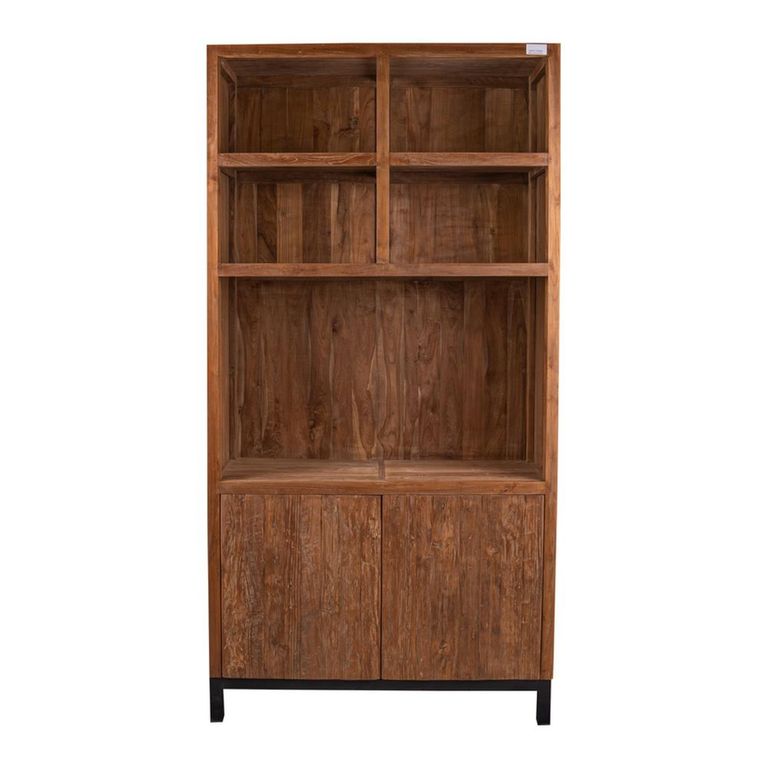 Watford Display Cabinet - 2 Door - 2 Open Shelves - Rustic Brown - Wooden