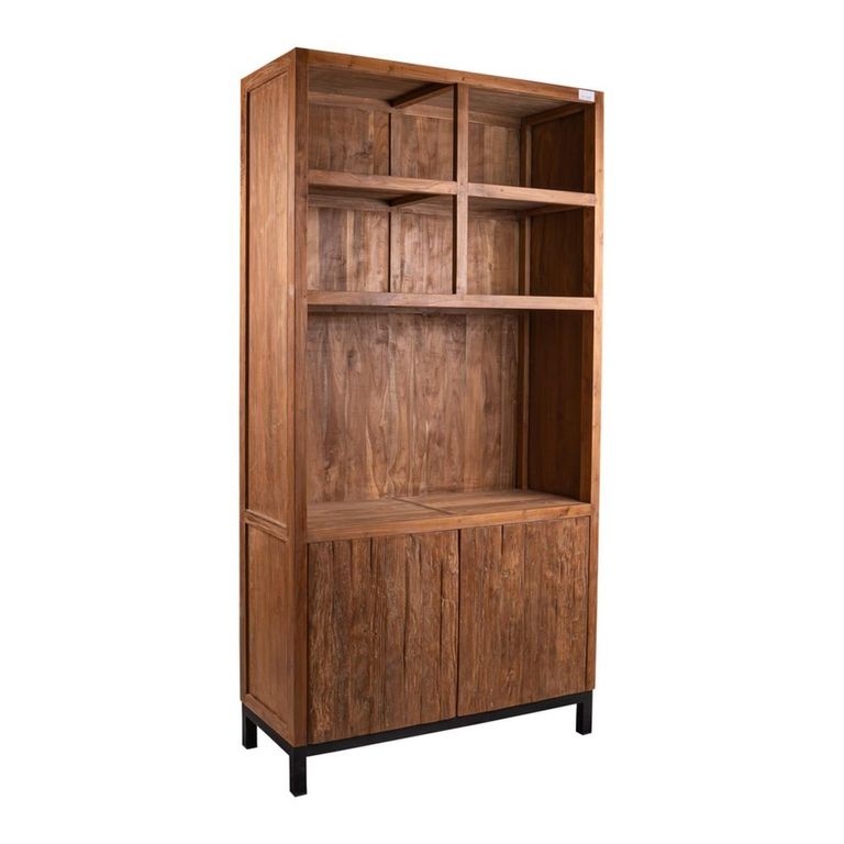 Watford Display Cabinet - 2 Door - 2 Open Shelves - Rustic Brown - Wooden