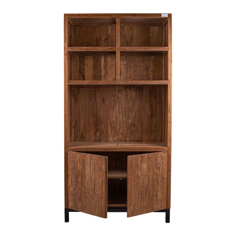 Watford Display Cabinet - 2 Door - 2 Open Shelves - Rustic Brown - Wooden