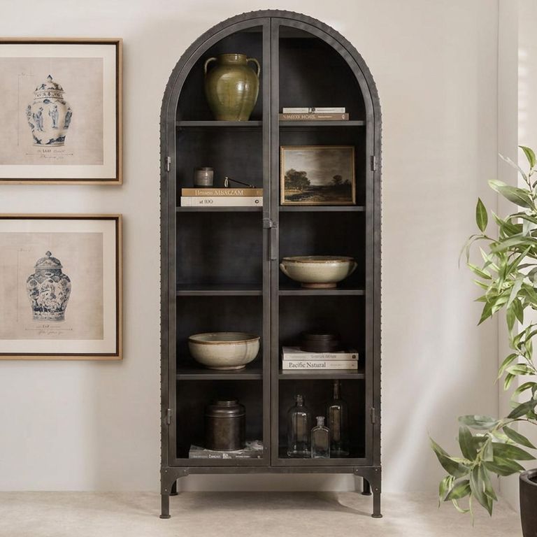 Gioia Display Cabinet - Arch - 2 Door - Matt Black - Glass and Metal
