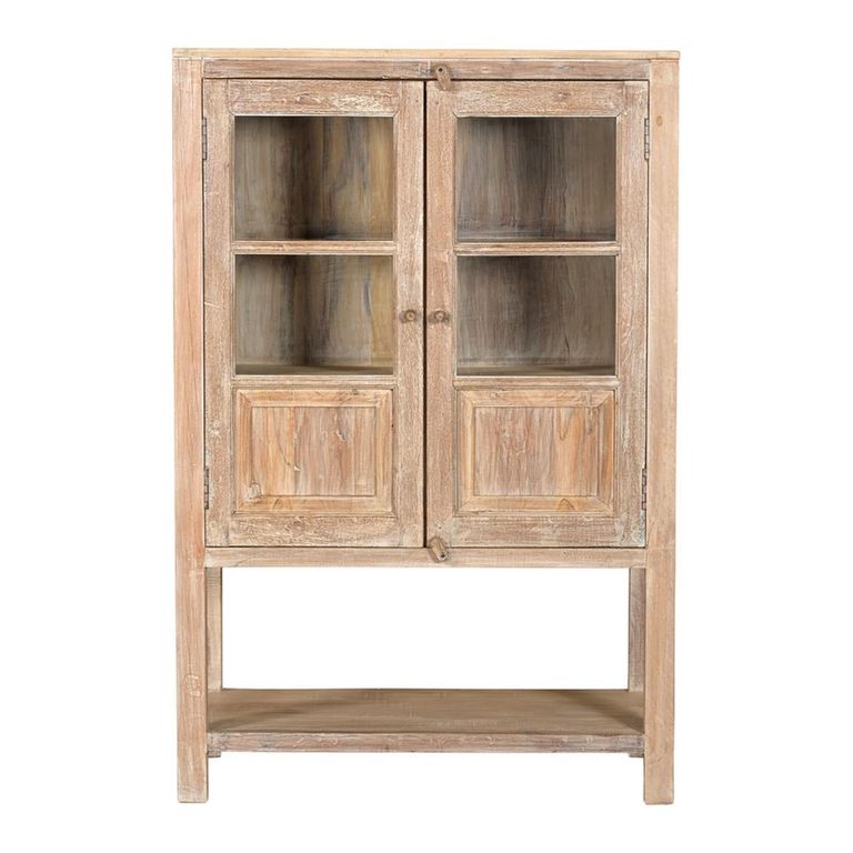 Arzana Display Cabinet - 2 Door - Natural Weathered - Glass and Wood