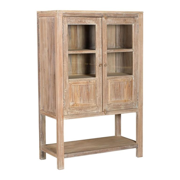Arzana Display Cabinet - 2 Door - Natural Weathered - Glass and Wood