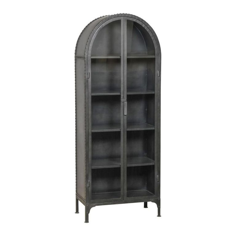 Gioia Display Cabinet - Arch - 2 Door - Matt Black - Glass and Metal