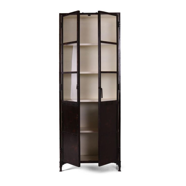 Zamora Display Cabinet - 2 Door - Dark Brown - Glass and Metal