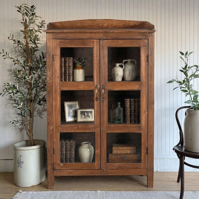 Display Cabinet - 2 Door - Rustic Natural - Glass and Wood