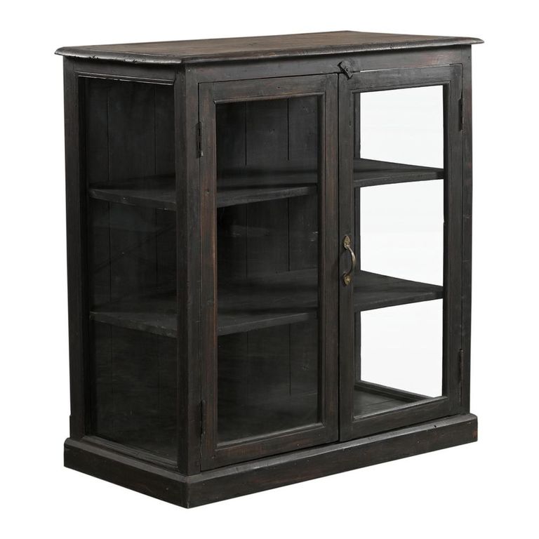 Display Cabinet - 2 Door - Black - Glass and Wood