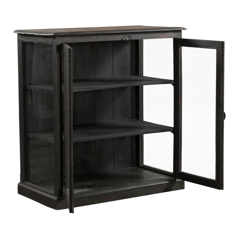 Display Cabinet - 2 Door - Black - Glass and Wood