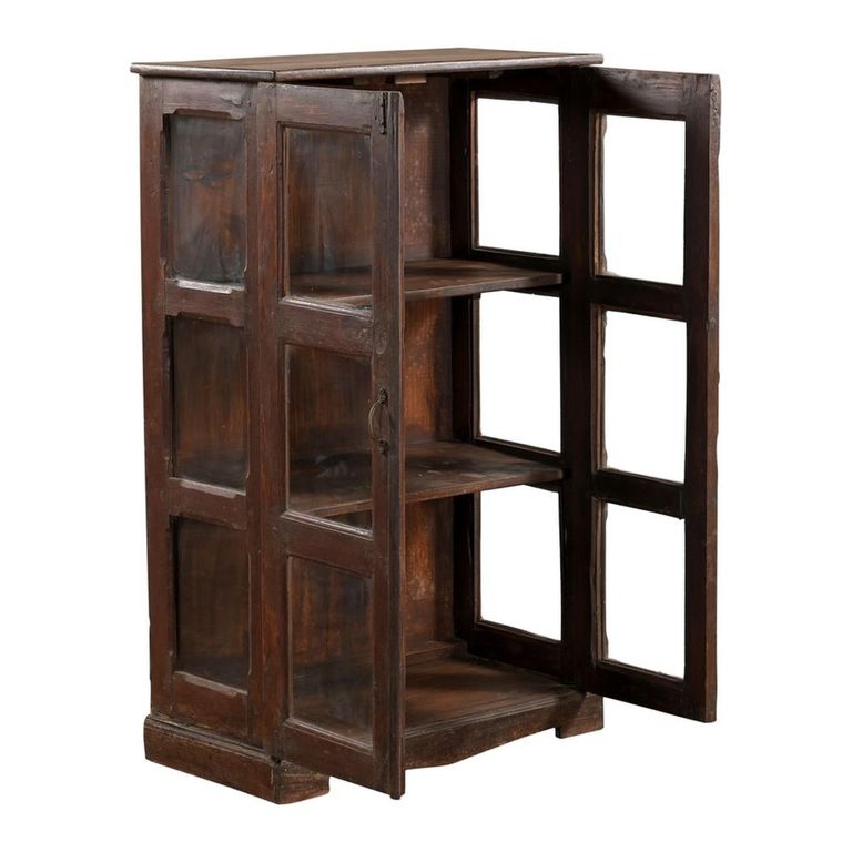 Display Cabinet - 2 Door - Brown - Glass and Wood