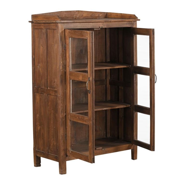 Display Cabinet - 2 Door - Rustic Natural - Glass and Wood