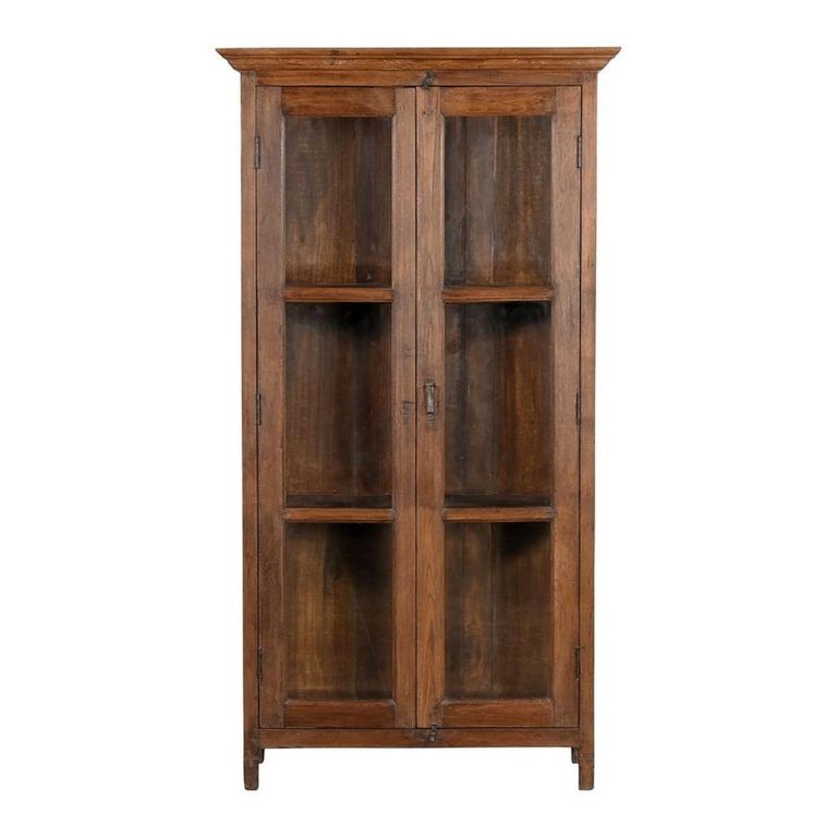 Display Cabinet - 2 Door - Tall - Brown - Glass and Wood