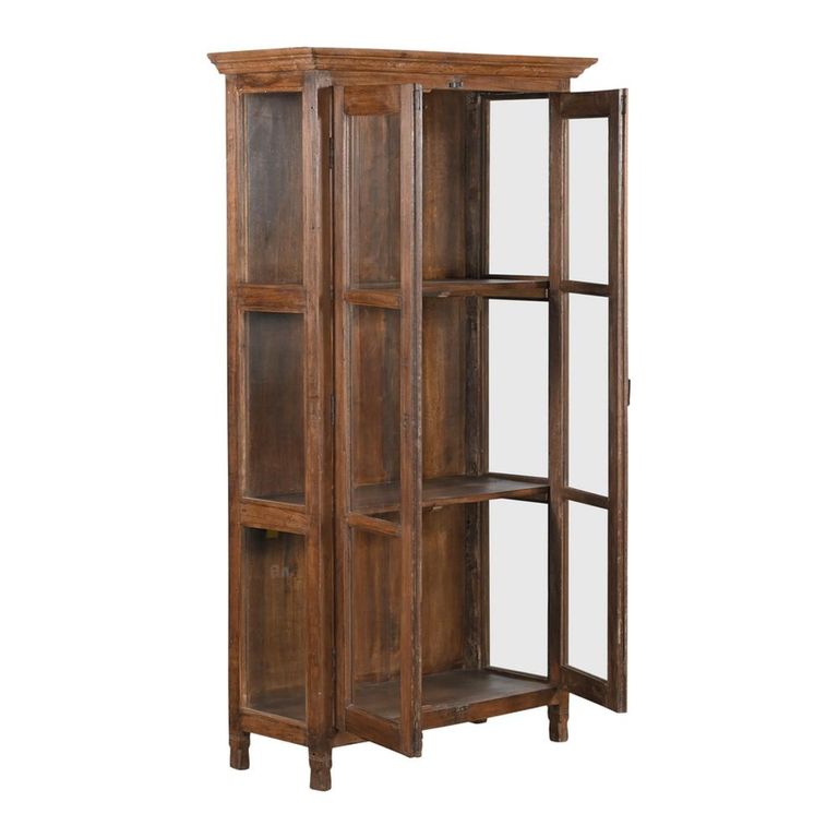Display Cabinet - 2 Door - Tall - Brown - Glass and Wood