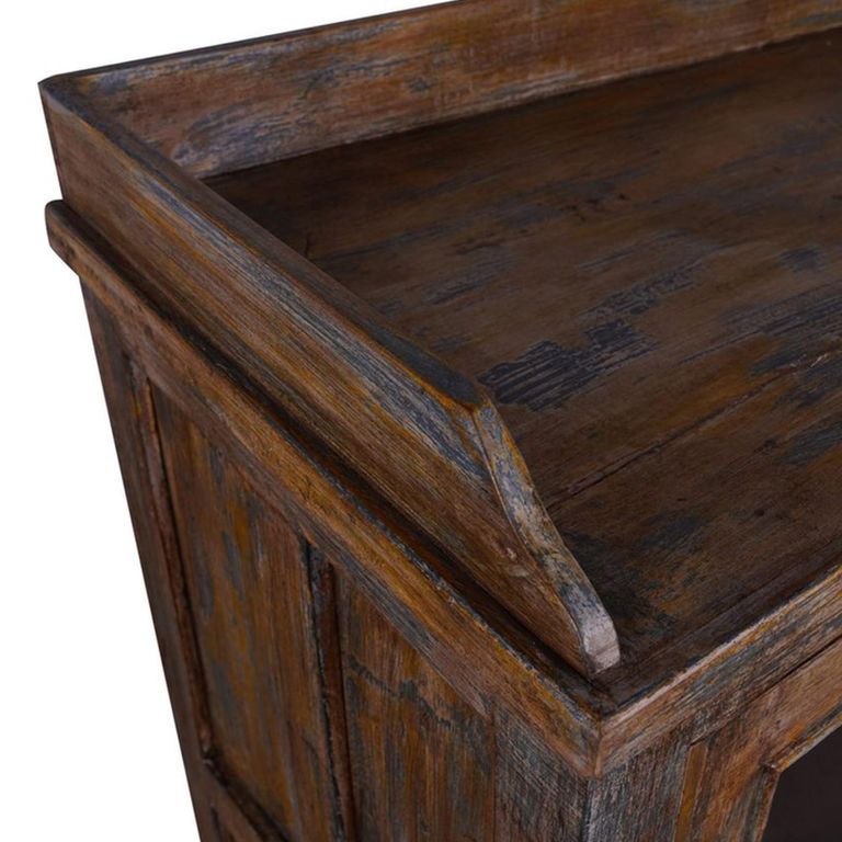 Distressed Display Cabinet - 2 Door - Weathered Brown - Glass and Wood