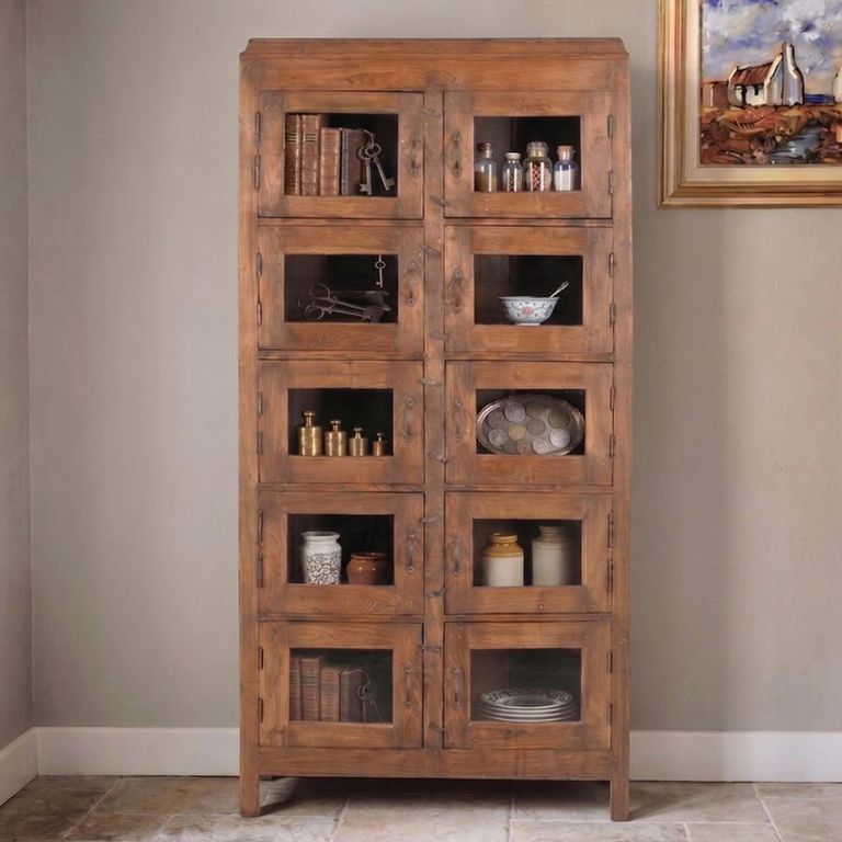 Unique One of a Kind - Display Cabinet - Multi Door - Rustic Natural - Glass and Wood