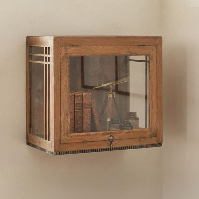 Unique One of a Kind - Handcrafted Wall Display Cabinet - 1 Door - Rustic Natural - Glass and Wood