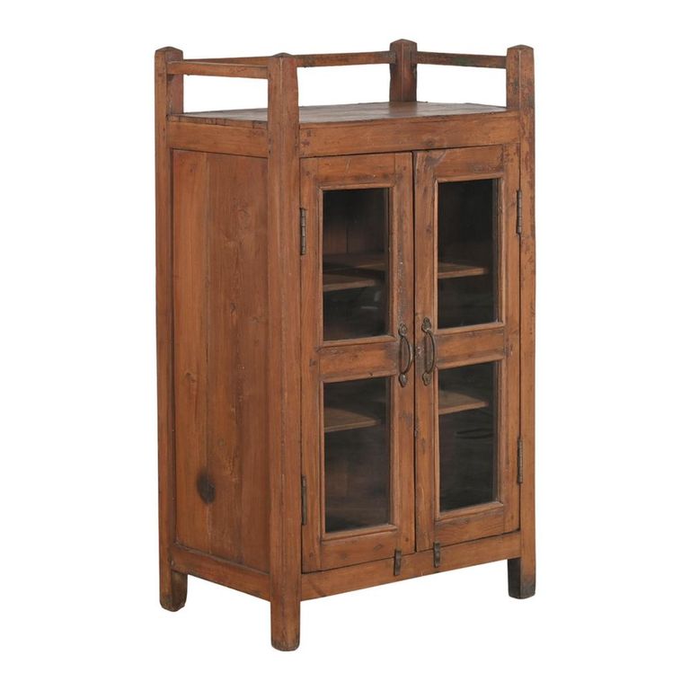 Unique One of a Kind - Display Cabinet - 2 Door - Rustic Brown - Glass and Wood