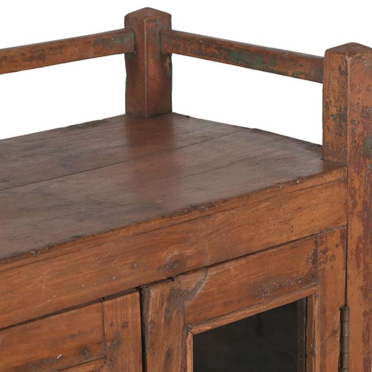 Unique One of a Kind - Display Cabinet - 2 Door - Rustic Brown - Glass and Wood
