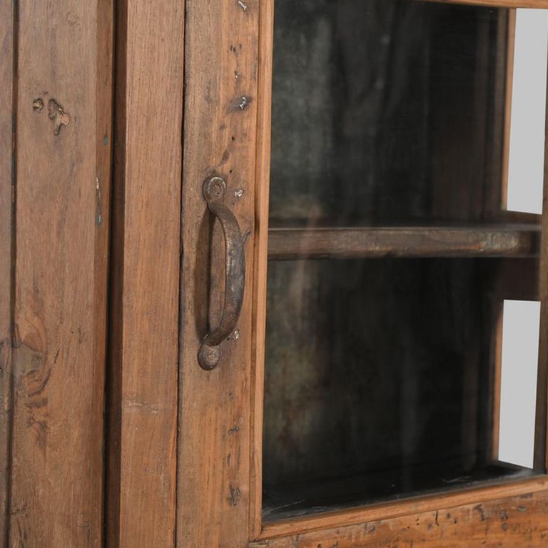 Unique One of a Kind - Display Cabinet - 2 Door - Stacked - Rustic Brown - Glass and Wood