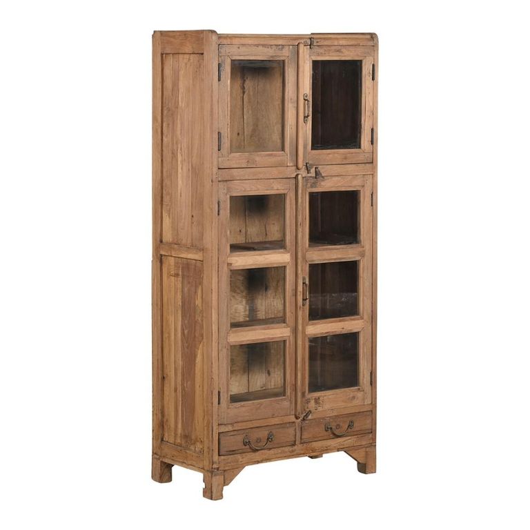 Unique One of a Kind - Display Cabinet - 4 Door - 2 Drawer - Rustic Natural - Glass and Wood