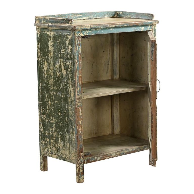 Unique One of a Kind - Distressed Display Cabinet - 1 Door - Vintage Blue - Glass and Wood