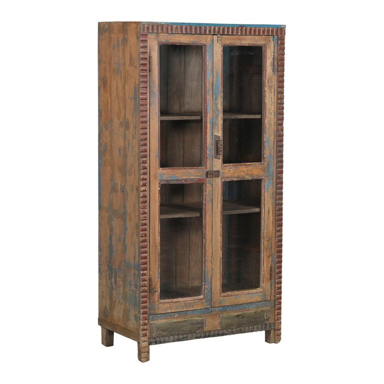 Unique One of a Kind - Handcrafted Display Cabinet - 2 Door - Natural - Glass and Reclaimed Wood